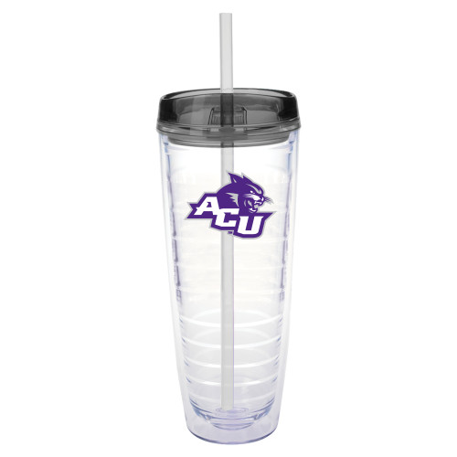  Tritan Double Wall Tumbler w/Charcoal Top 26oz - Angled ACU w/Wildcat Head