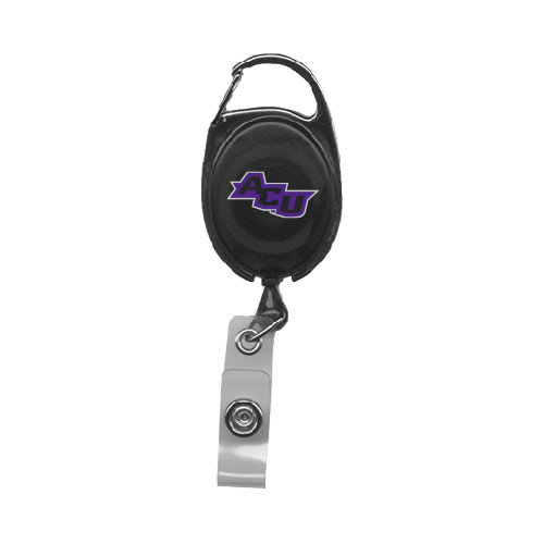  Black Oval Retractable Badge Holder w/Clip - Angled ACU