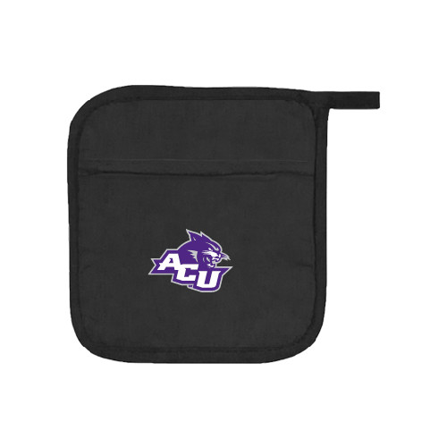  Quilted Canvas Black Pot Holder - Angled ACU w/Wildcat Head
