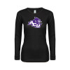 Thumbnail image for  Womens Black Long Sleeve V Neck Tee 