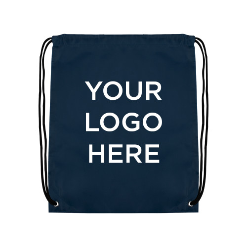 Navy Drawstring Backpack-Blank Logo