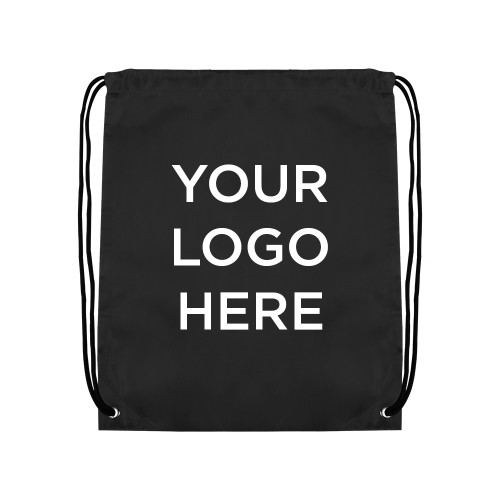Black Drawstring Backpack-Blank Logo
