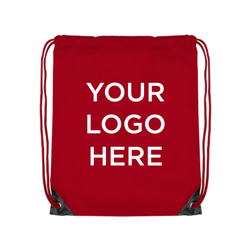 Red Drawstring Backpack-Blank Logo