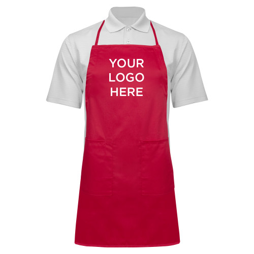 Full Length Red Apron-Blank Logo