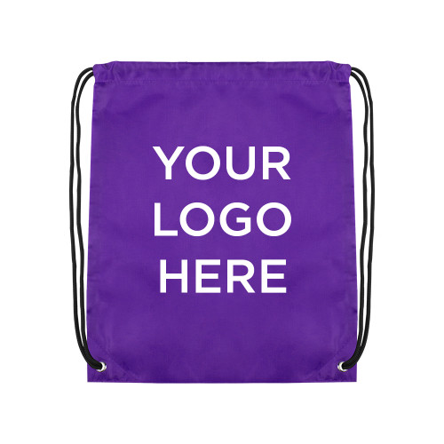 Purple Drawstring Backpack-Blank Logo