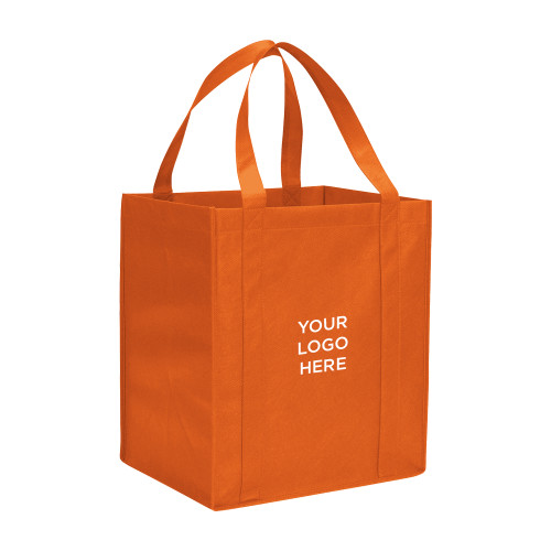 Non Woven Orange Grocery Tote-Blank Logo