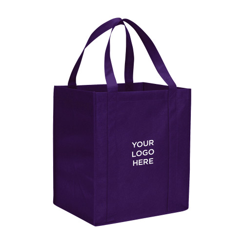 Non Woven Purple Grocery Tote-Blank Logo