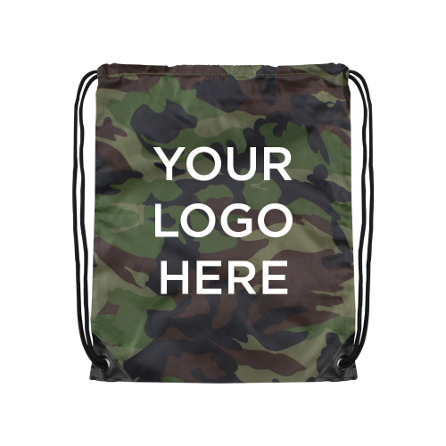 Camo Drawstring Backpack-Blank Logo