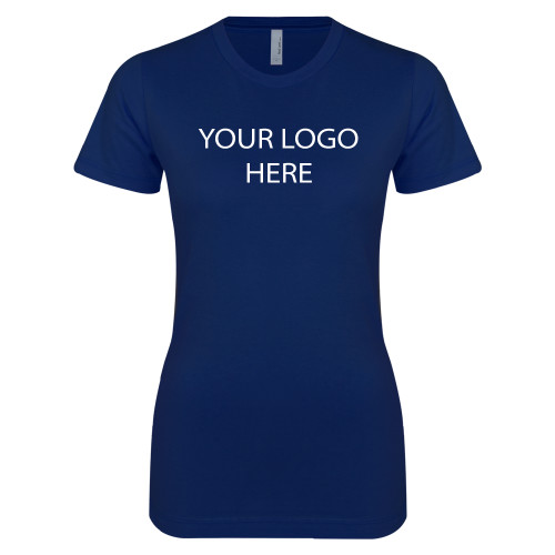 Next Level Womens Navy Boyfriend Tee-Blank Logo