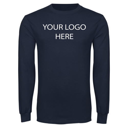 Navy Long Sleeve T-Shirt-Blank Logo
