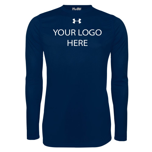 Under Armour Navy Long Sleeve Tech Tee-Blank Logo