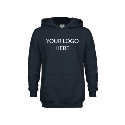 Youth Navy Fleece Hoodie-Blank Logo