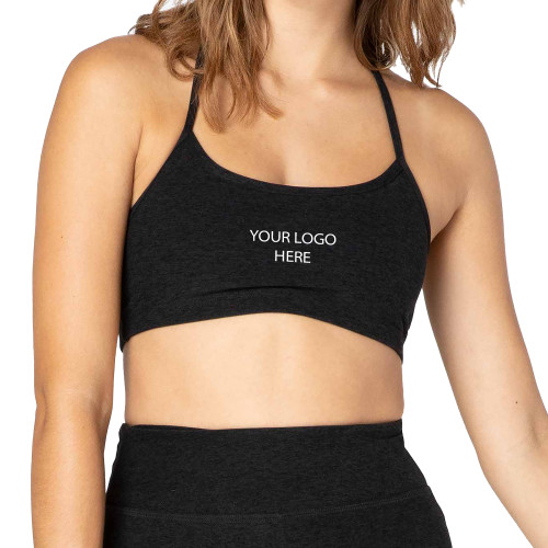 Beyond Yoga Womens Darkest Night Spacedye Slim Racerback Bra -Blank Logo