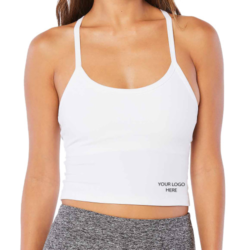 Beyond Yoga Womens Cloud White Spacedye Slim Racerback Cropped Tank -Blank Logo