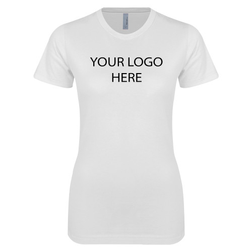 Next Level Womens White Boyfriend Tee-Blank Logo