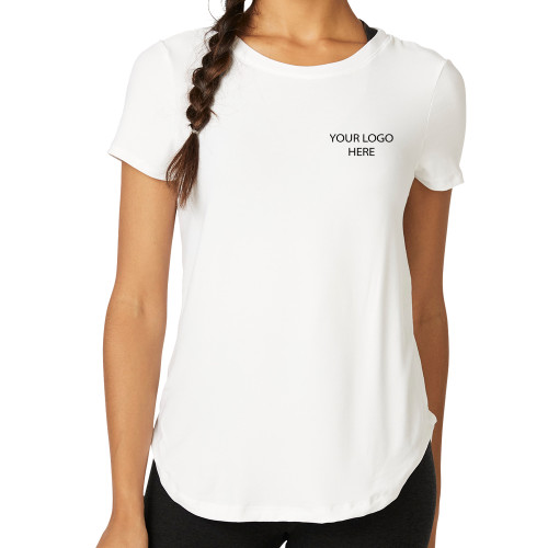 Beyond Yoga Womens Cloud White On The Down Low Short Sleeve Tee -Blank Logo