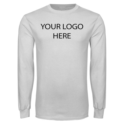 White Long Sleeve T Shirt-Blank Logo
