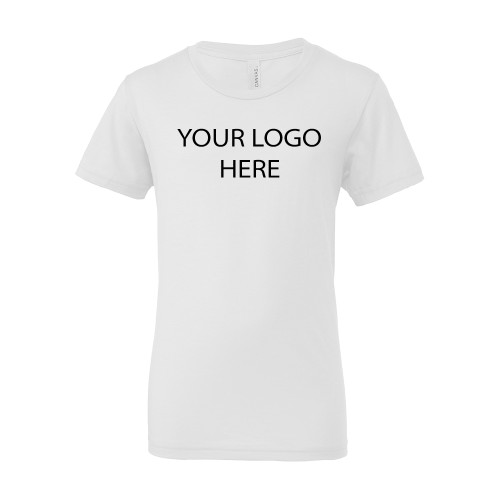 Bella + Canvas Youth White Jersey T Shirt-Blank Logo