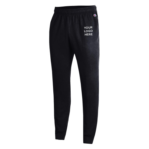 Champion Black Powerblend Fleece Jogger-Blank Logo