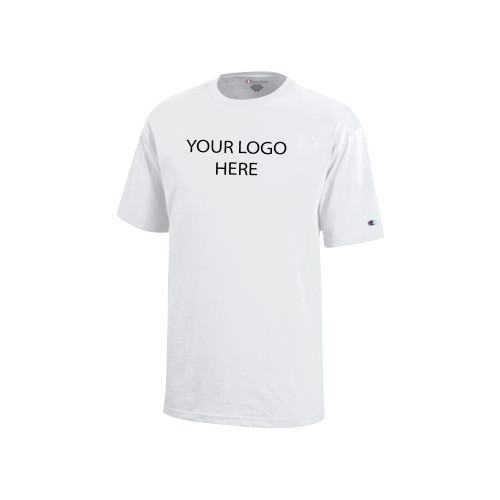Champion Youth White Short Sleeve Tee-Blank Logo