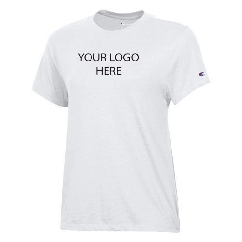 Champion Womens  White Core Short Sleeve Tee-Blank Logo