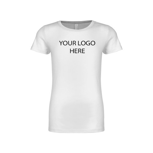 Next Level Girls White Fashion Fit T Shirt-Blank Logo
