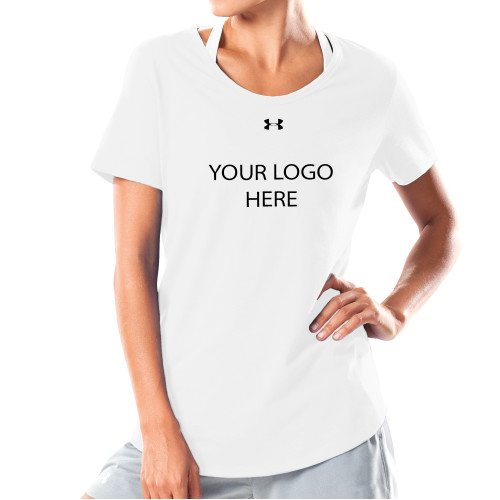 Under Armour Womens White Charged Cotton Tee-Blank Logo