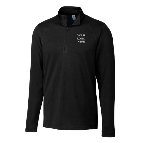 C&B Black Clique Ice Pique Half Zip-Blank Logo
