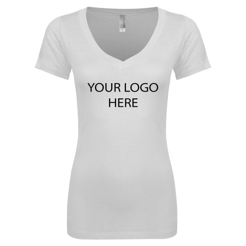 Next Level Womens White Ideal V Tee-Blank Logo