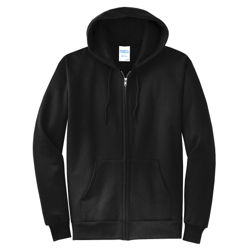 Extended Black Fleece Full Zip Hoodie-Blank Logo