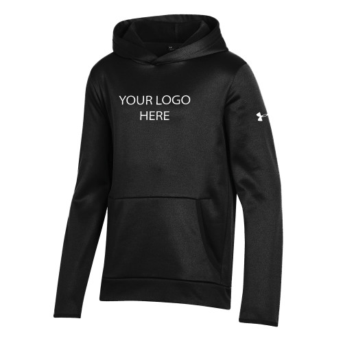 Under Armour Youth Black Fleece Hoodie-Blank Logo
