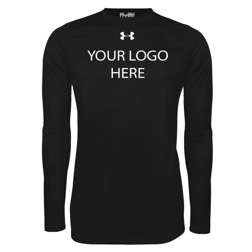 Under Armour Black Long Sleeve Tech Tee-Blank Logo