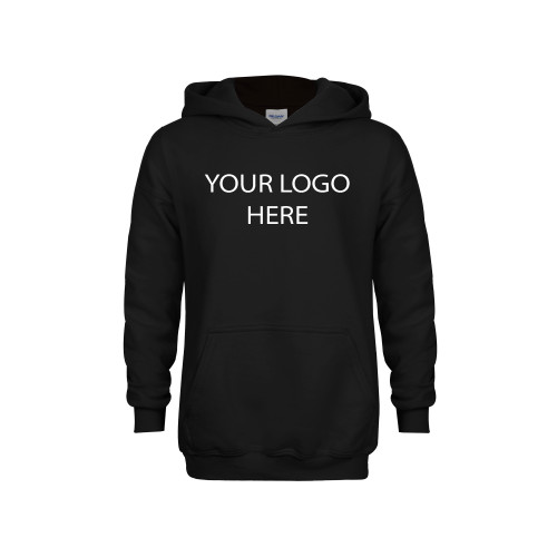 Youth Black Fleece Hoodie-Blank Logo