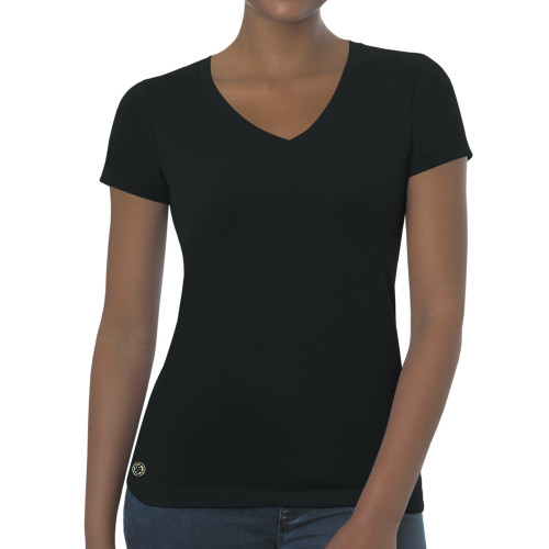 Fall Rush Ladies Black V Neck Tee-Blank Logo