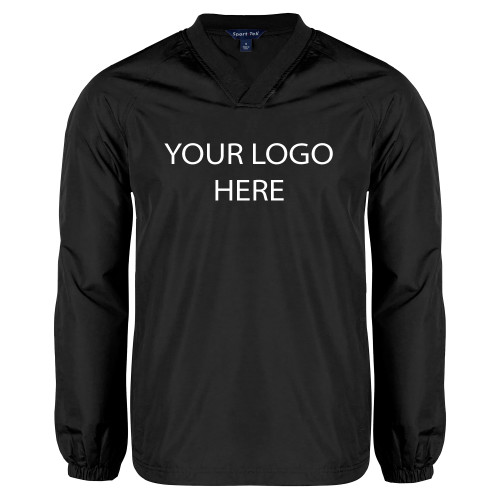 Black V Neck Raglan Windshirt-Blank Logo