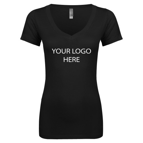 Next Level Womens Black Ideal V Tee-Blank Logo