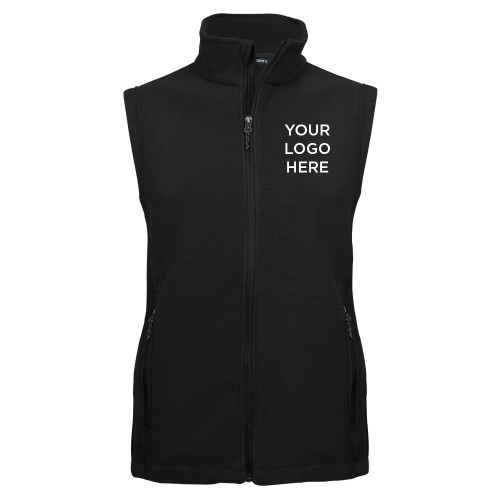 Black Fleece Full Zip Vest-Blank Logo