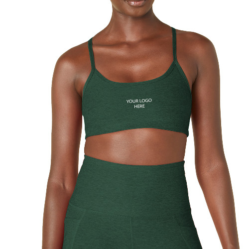 Beyond Yoga Womens Forest Green Spacedye Slim Racerback Bra -Blank Logo