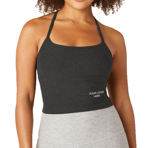 Beyond Yoga Womens Darkest Night Spacedye Slim Racerback Cropped Tank -Blank Logo