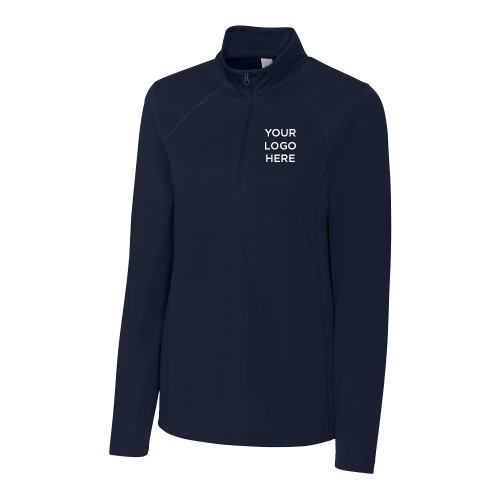C&B Womens Dark Navy Clique Ice Pique Half Zip-Blank Logo