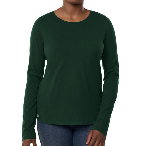 Fall Rush Ladies Dark Green Long Sleeve Tee-Blank Logo