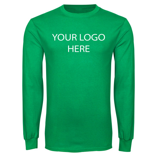 Kelly Green Long Sleeve T Shirt-Blank Logo