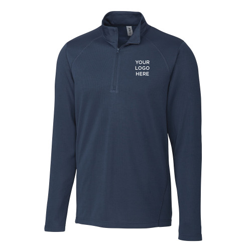 C&B Dark Navy Clique Ice Pique Half Zip-Blank Logo