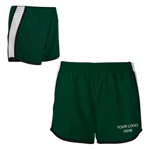 Womens Dark Green/White Team Short-Blank Logo