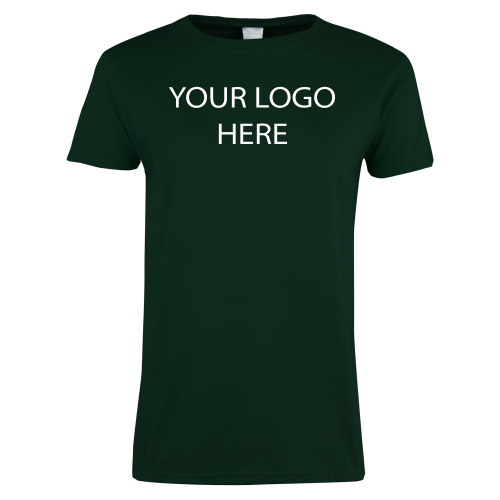 Womens Dark Green Short Sleeve Tee-Blank Logo