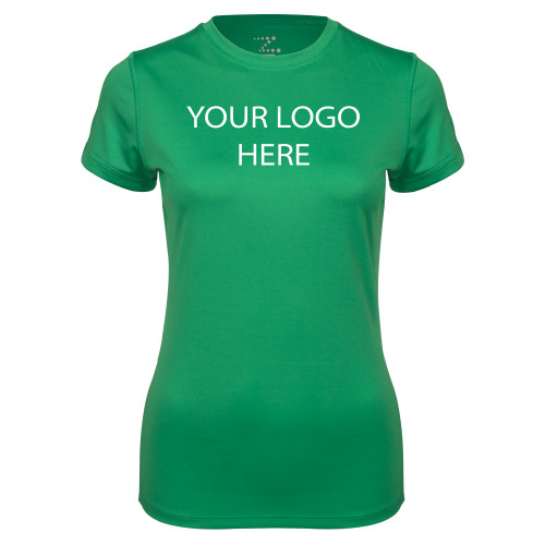 Womens Kelly Green Performance Short Sleeve Tee-Blank Logo