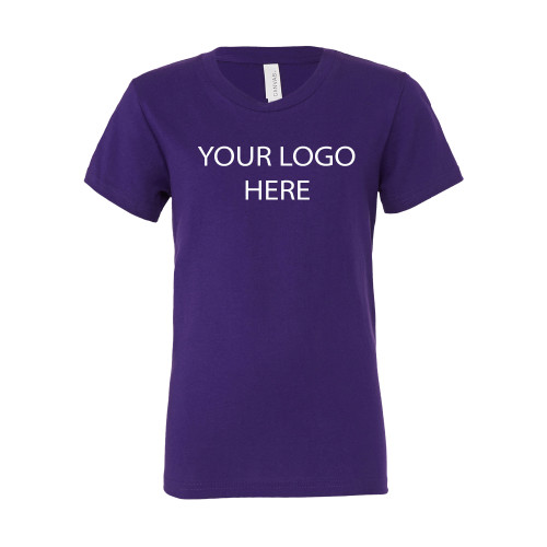 Bella + Canvas Youth Purple Jersey T Shirt-Blank Logo