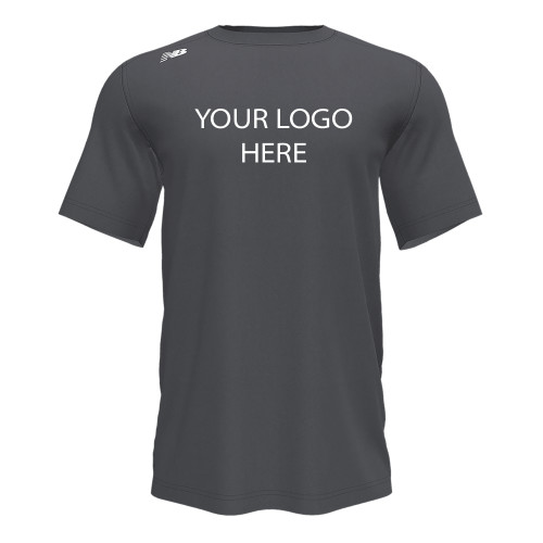 New Balance Dark Grey Heather Short Sleeve Tech tee-Blank Logo