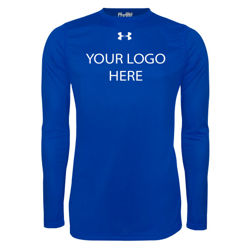Under Armour Royal Long Sleeve Tech Tee-Blank Logo