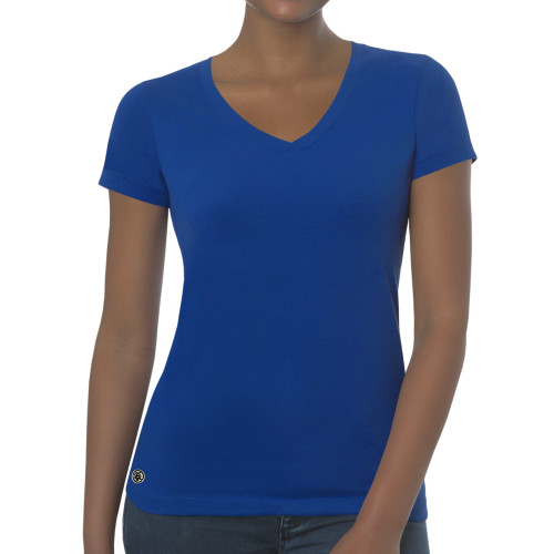 Fall Rush Ladies Royal Blue V Neck Tee-Blank Logo